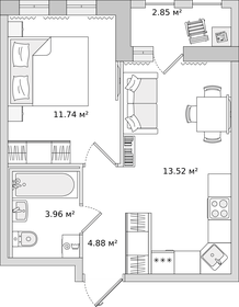 Квартира 34,3 м², 1-комнатная - изображение 1