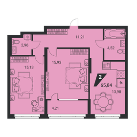 Квартира 65,8 м², 2-комнатная - изображение 1