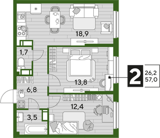 59 м², 2-комнатная квартира 6 000 000 ₽ - изображение 2