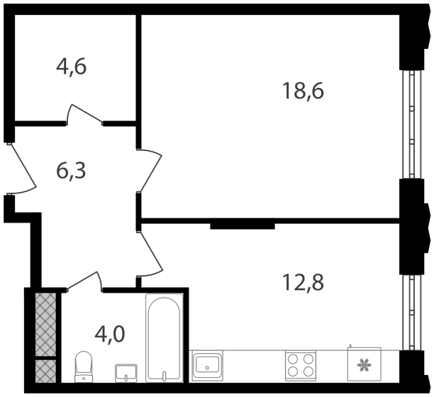 46,3 м², 1-комнатные апартаменты 11 926 880 ₽ - изображение 1