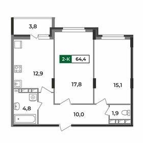Квартира 64,4 м², 2-комнатная - изображение 1