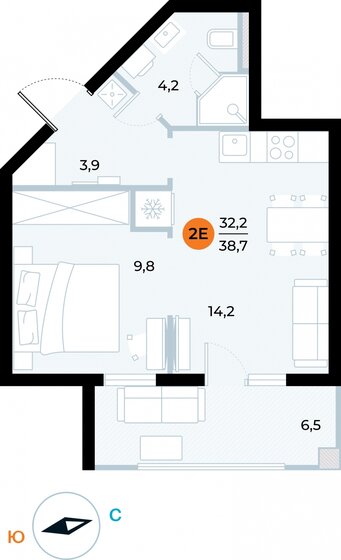 38,7 м², 1-комнатные апартаменты 12 080 844 ₽ - изображение 15