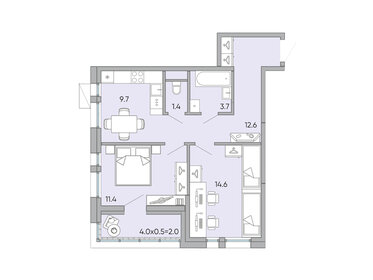 Квартира 55,4 м², 2-комнатная - изображение 1