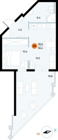 Квартира 56,4 м², 1-комнатные - изображение 1