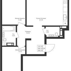 Квартира 68,2 м², 2-комнатная - изображение 3