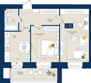 58,3 м², 2-комнатная квартира 6 760 480 ₽ - изображение 16