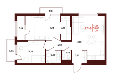 71,6 м², 2-комнатная квартира 8 014 720 ₽ - изображение 25