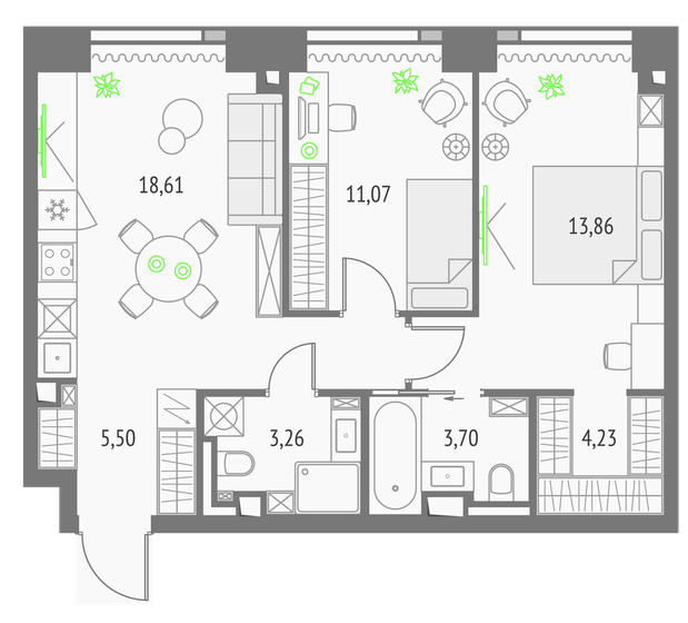 64 м², 2-комнатная квартира 26 064 738 ₽ - изображение 18