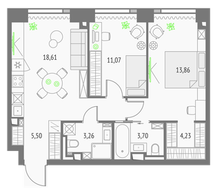 61,7 м², 2-комнатная квартира 26 462 036 ₽ - изображение 15