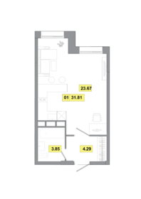 Квартира 31,8 м², 1-комнатная - изображение 1