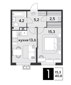 40,8 м², 1-комнатная квартира 7 119 600 ₽ - изображение 12