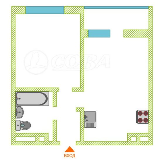 42,5 м², 1-комнатная квартира 7 100 000 ₽ - изображение 1