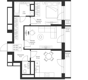 51,6 м², 2-комнатная квартира 11 800 000 ₽ - изображение 87