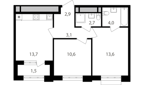 62,6 м², 2-комнатная квартира 16 200 000 ₽ - изображение 32