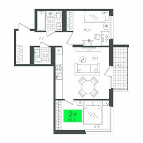 62,2 м², 2-комнатная квартира 6 990 000 ₽ - изображение 10