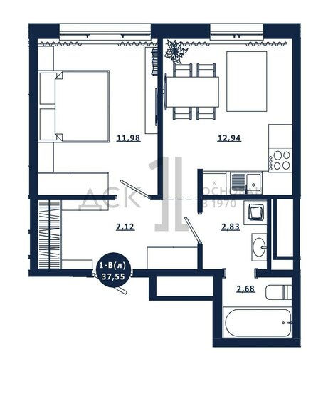 37,6 м², 1-комнатная квартира 5 900 000 ₽ - изображение 1