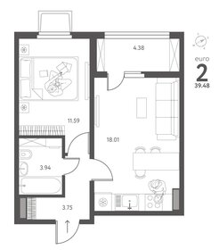 Квартира 39,5 м², 1-комнатная - изображение 1