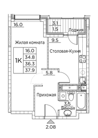 Квартира 37,9 м², 1-комнатная - изображение 1