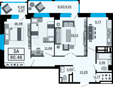 80,5 м², 3-комнатная квартира 13 762 080 ₽ - изображение 27