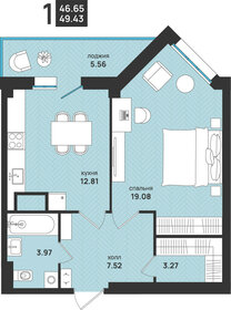 Квартира 49,4 м², 1-комнатная - изображение 1