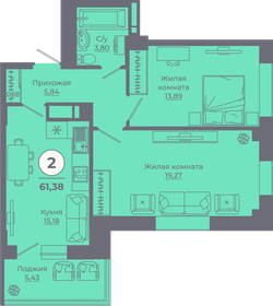 61,1 м², 2-комнатная квартира 8 681 880 ₽ - изображение 17