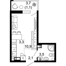 22,7 м², 1-комнатная квартира 12 500 000 ₽ - изображение 1