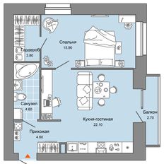 Квартира 52 м², 2-комнатная - изображение 2