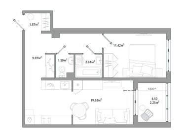 Квартира 48,4 м², 1-комнатная - изображение 1