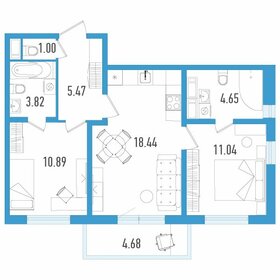 Квартира 56,7 м², 2-комнатная - изображение 1