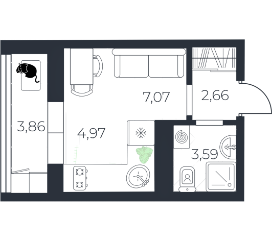 20,2 м², 1-комнатная квартира 2 699 000 ₽ - изображение 19