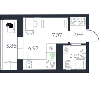 Квартира 20,2 м², 1-комнатная - изображение 1