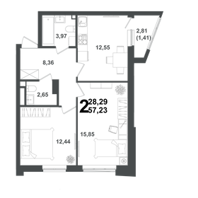 58,8 м², 2-комнатная квартира 9 143 447 ₽ - изображение 49