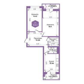 Квартира 69,9 м², 2-комнатная - изображение 1