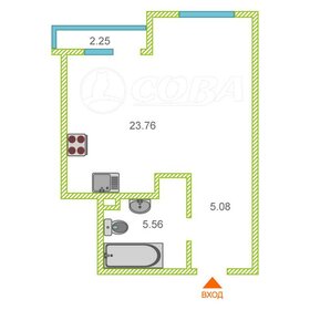 Квартира 34,4 м², студия - изображение 1