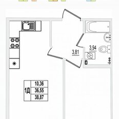 Квартира 38,9 м², 1-комнатная - изображение 2