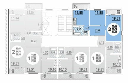 61 м², 2-комнатная квартира 4 465 200 ₽ - изображение 46