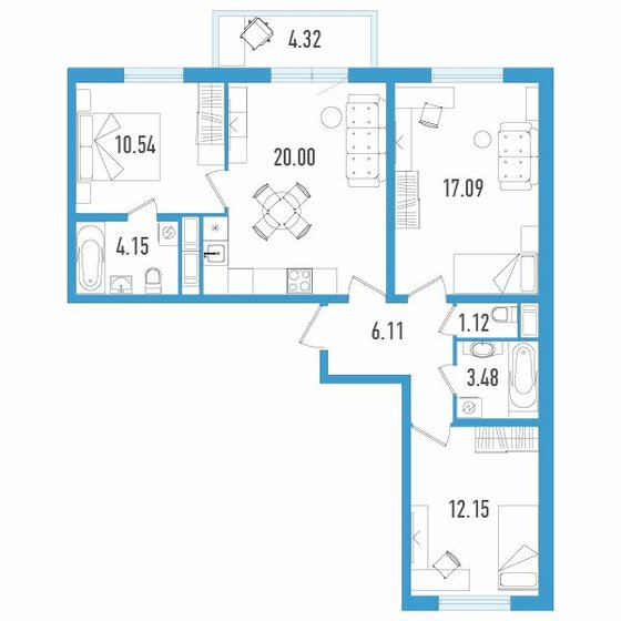 75,9 м², 3-комнатная квартира 13 289 500 ₽ - изображение 1