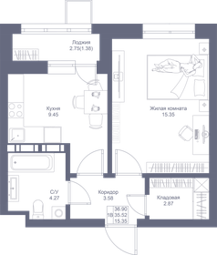 Квартира 36,9 м², 1-комнатная - изображение 1