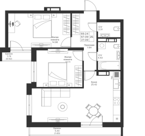 53,2 м², 2-комнатная квартира 11 750 000 ₽ - изображение 36