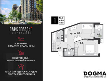 47,4 м², 1-комнатная квартира 9 309 360 ₽ - изображение 19