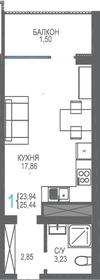 Квартира 25,4 м², студия - изображение 1