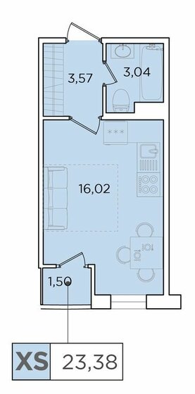 22,6 м², квартира-студия 4 959 621 ₽ - изображение 1