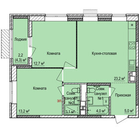 63,1 м², 2-комнатная квартира 5 511 000 ₽ - изображение 15