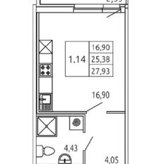 Квартира 25 м², студия - изображение 1