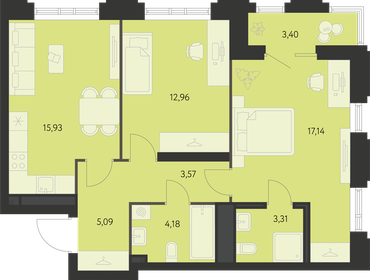 Квартира 63,9 м², 2-комнатная - изображение 1