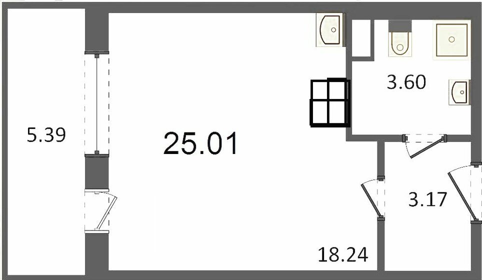 25 м², квартира-студия 5 100 000 ₽ - изображение 1