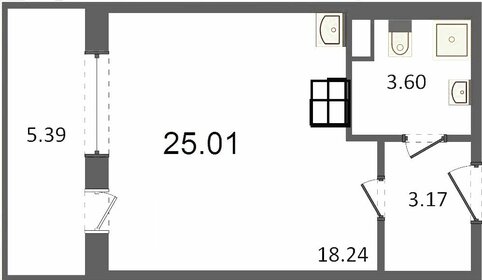 Квартира 25 м², студия - изображение 1