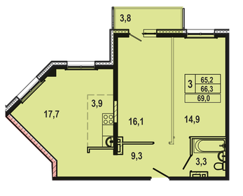 71,6 м², 3-комнатная квартира 7 231 600 ₽ - изображение 19