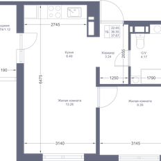 Квартира 37,7 м², 1-комнатная - изображение 2