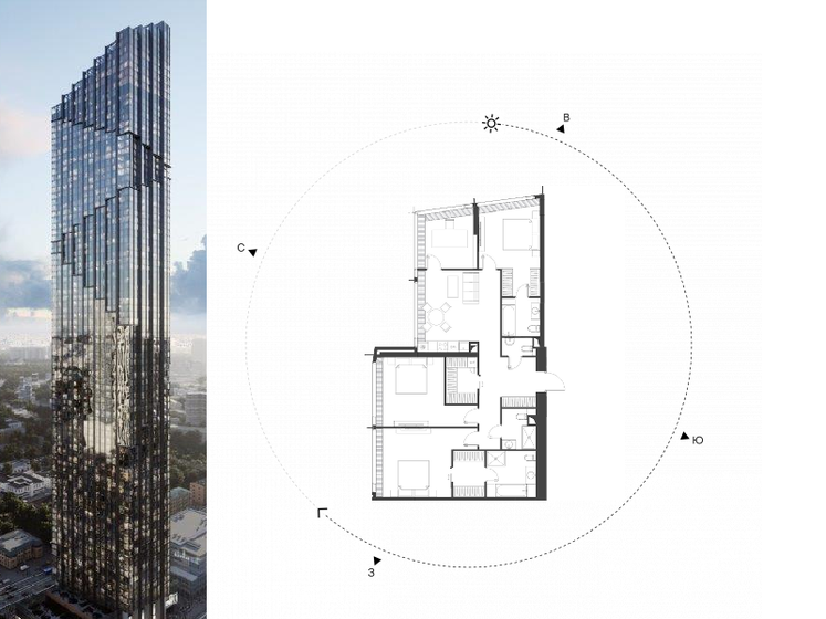 129,7 м², 3-комнатная квартира 95 532 888 ₽ - изображение 1